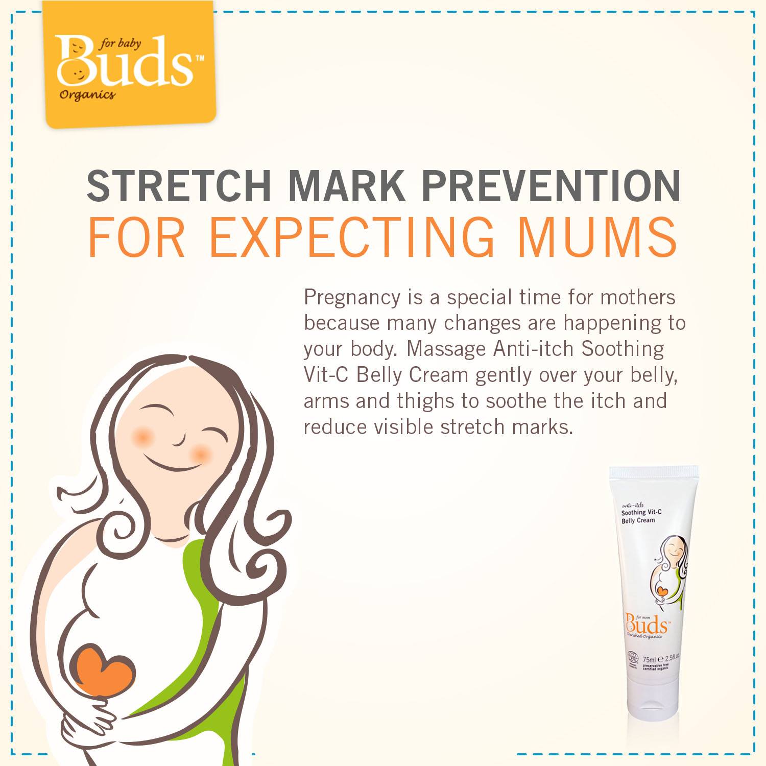 Buds Organics Anti-itch Soothing Vit-C Belly Cream Bco 75ml