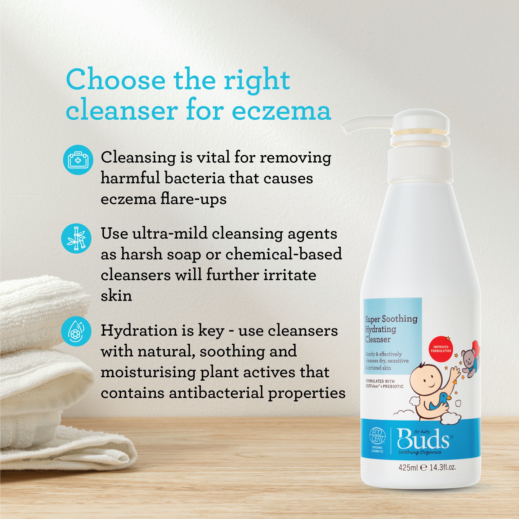 Buds BSO Super Soothing Hydrating Eczema Cleanser 425ml