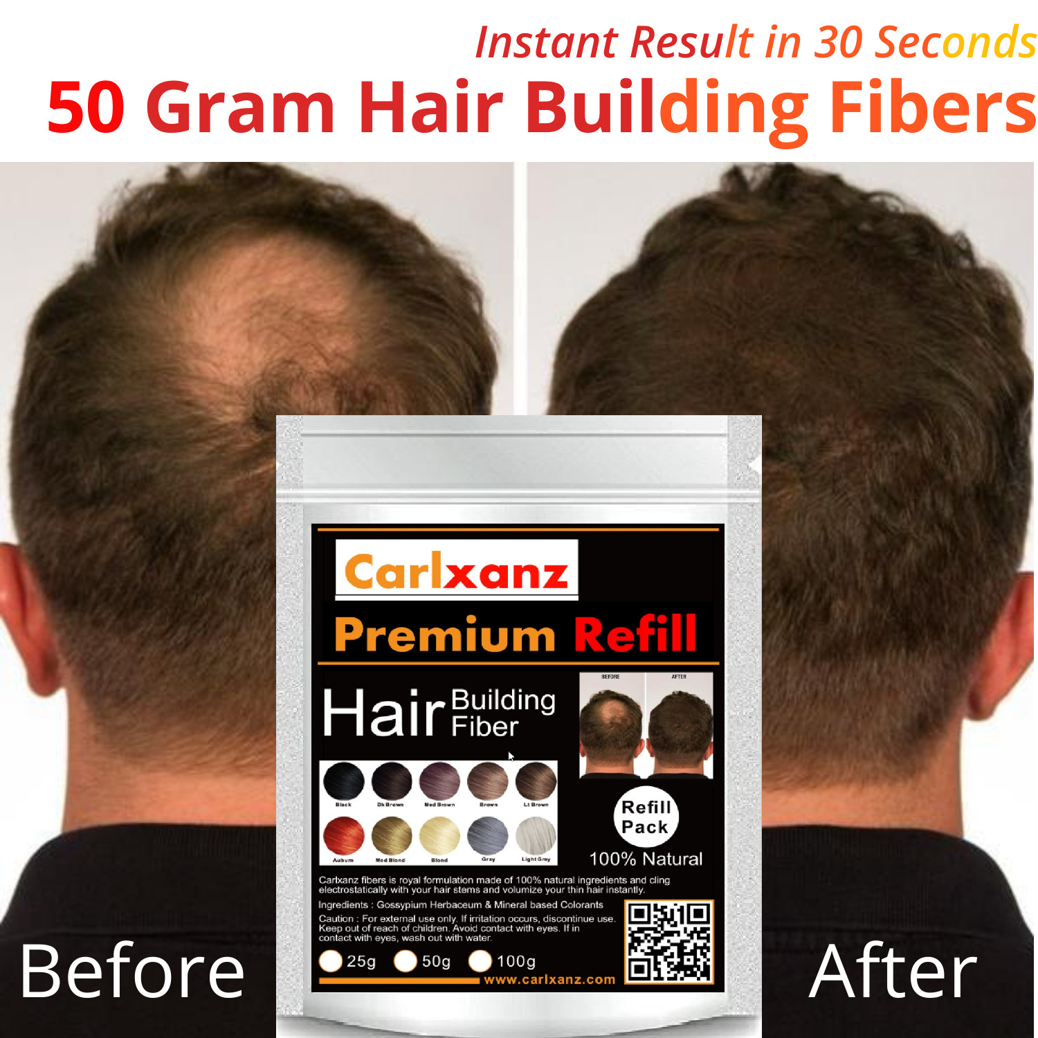 Buy Carlxanz Hair Building Fiber Refill Pack Caboki Equivalent (Dark Brown)  | eRomman