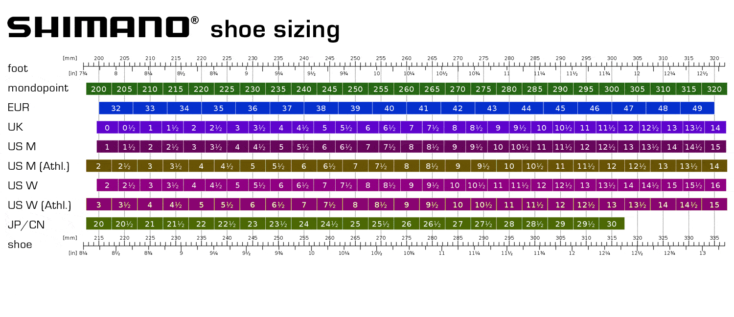 Shimano rp3 size chart hot sale