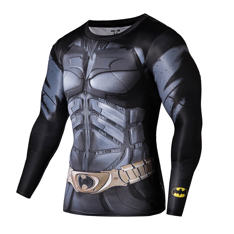 Marvel Comics Superhero Compression T-Shirt Top Jersey Sport Batman Shirt