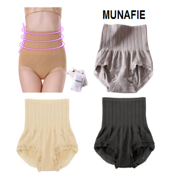 Munafie 2 In 1 Seamless Slim Panty Girdle – Black & Beige