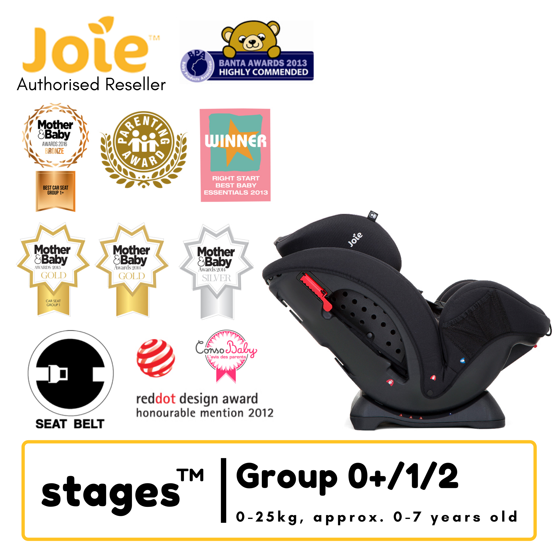 Joie Stages Group 0-1-2 Car Seat - Coal