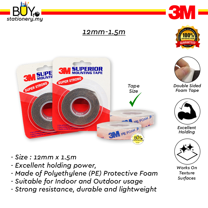 3M Double Sided PE FOAM TAPE 12mm, 18mm, 24mm