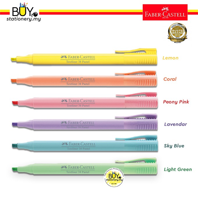 BuyTextliner 38/ Highlighter Pastel Faber Castell - 1x10/BOX (6 Colors) |  eRomman