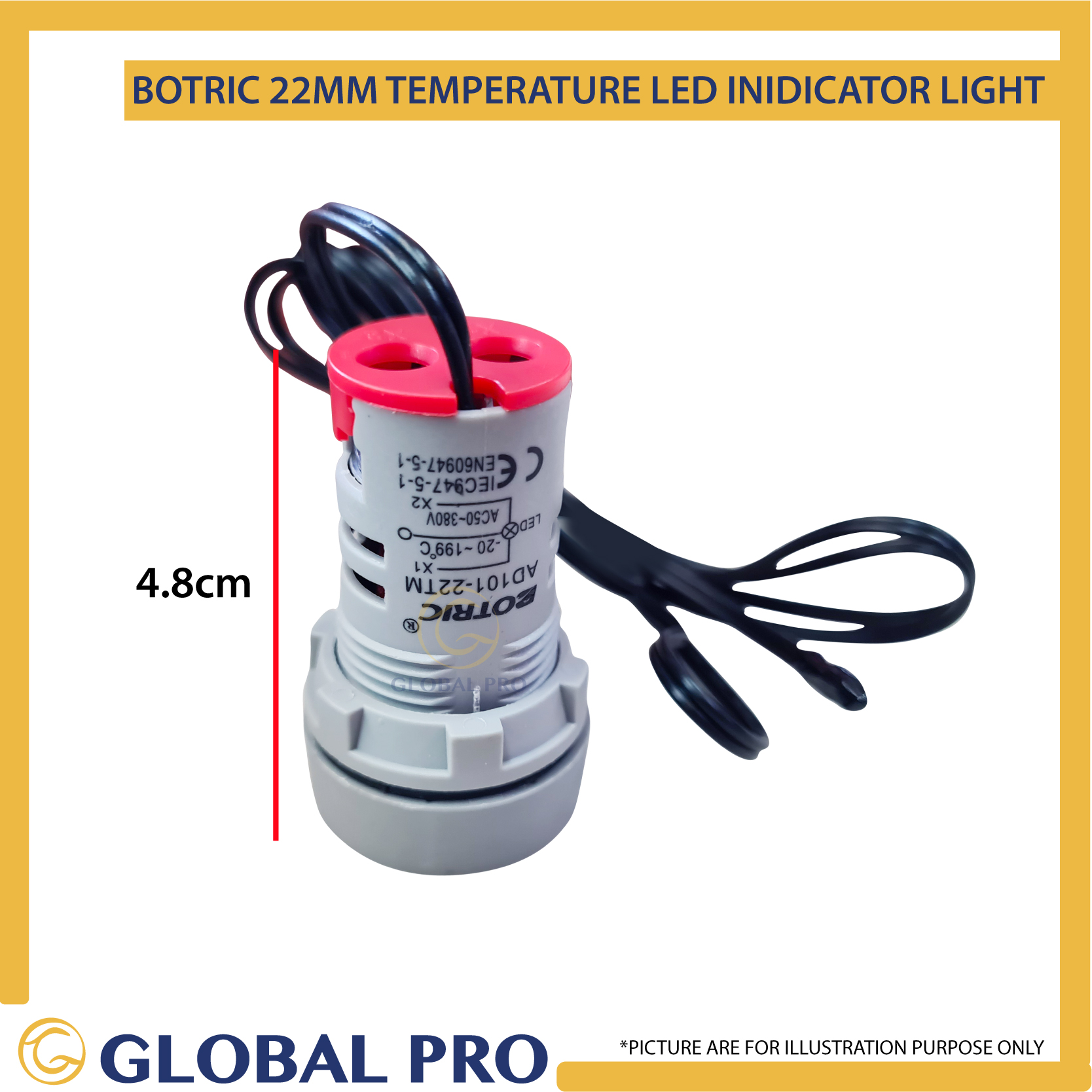 Botric 22mm Celsius Temperature Indicator LED Light (-20 ~199