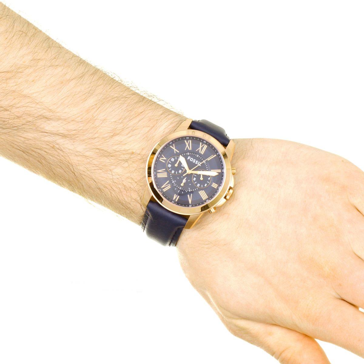 Fossil navy blue on sale rose gold watch