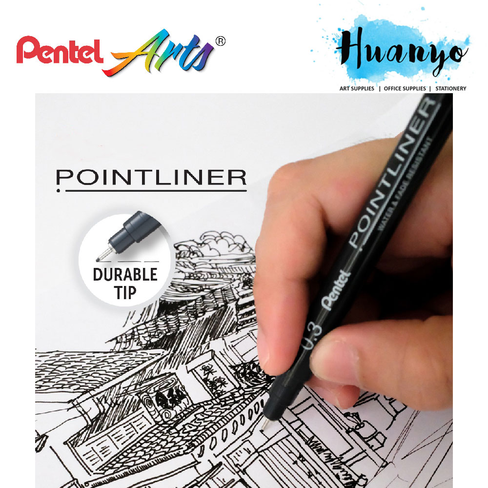  Pentel Arts Pointliner Drawing Pen, 0.8mm, Black Ink