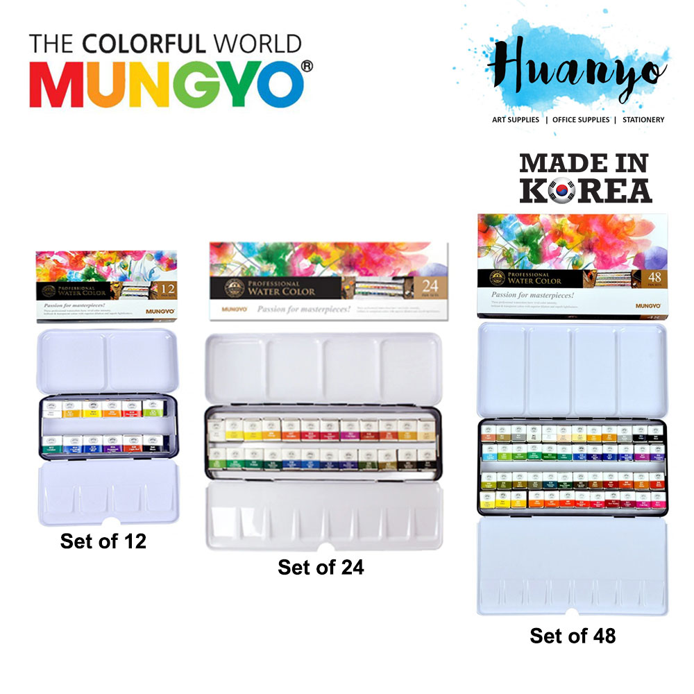 MUNGYO Professional Half Pan Size Metallic Watercolor Set of 12