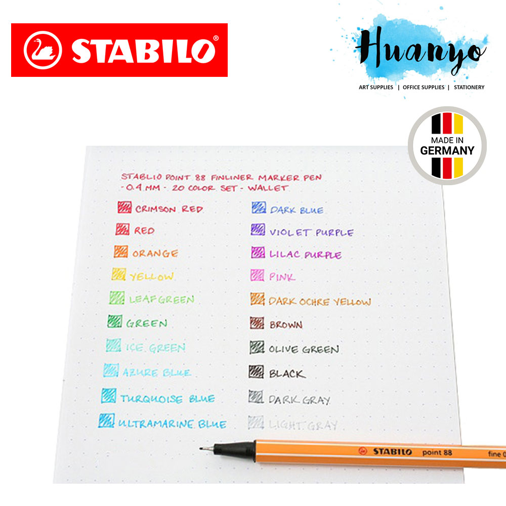 Stabilo Point 88 Fineliner Pen, 20 Colors Wallet - Artist