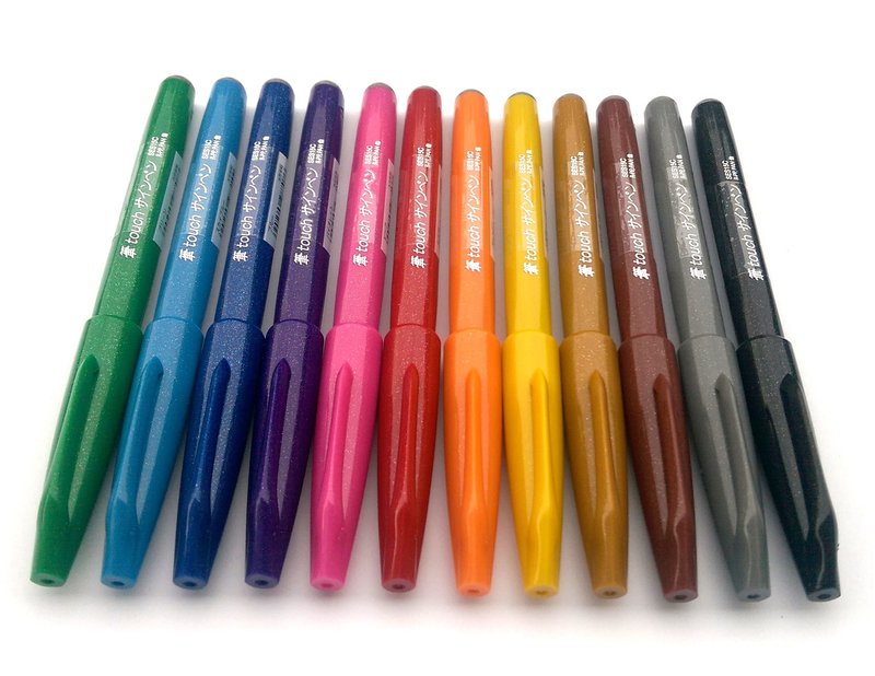 Buy Pentel Touch Brush Sign Pen - Set of 12 Colors Online | eRomman