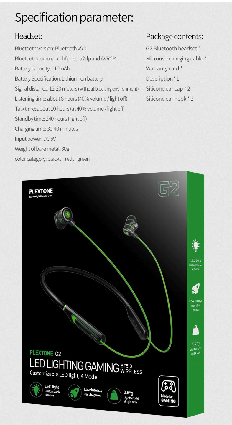 Plextone g2 discount gaming wireless earphone