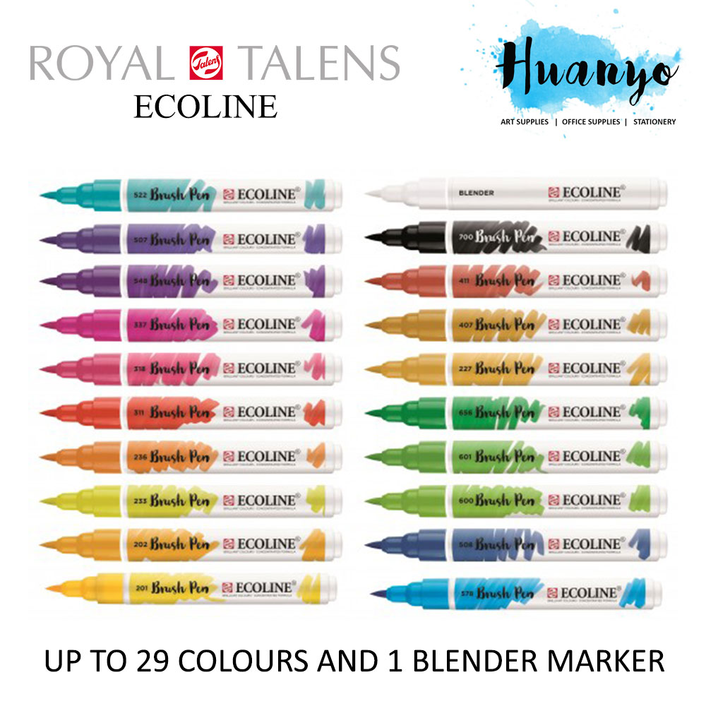 Set of 15 Royal Talens Ecoline Liquid Watercolour Drawing Painting Brush  Pens 