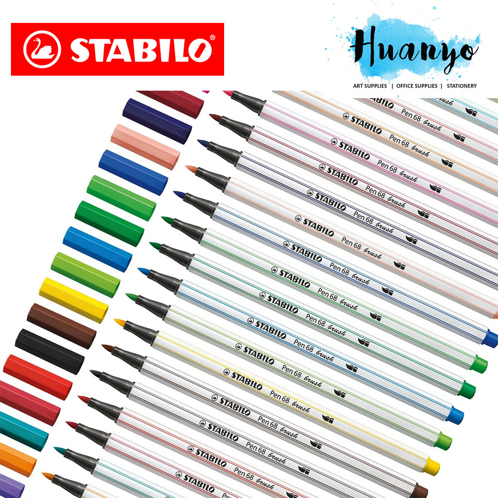 المنزل و المعيشة :: اللوازم المكتبية و القرطاسية :: مستلزمات الكتابة  وتصحيحها :: Huanyo Stabilo Premium Calligraphy Drawing Water Colour Fibre  Brush Tip Pen 68 Brush (Color Parade Edition Set of 20) 