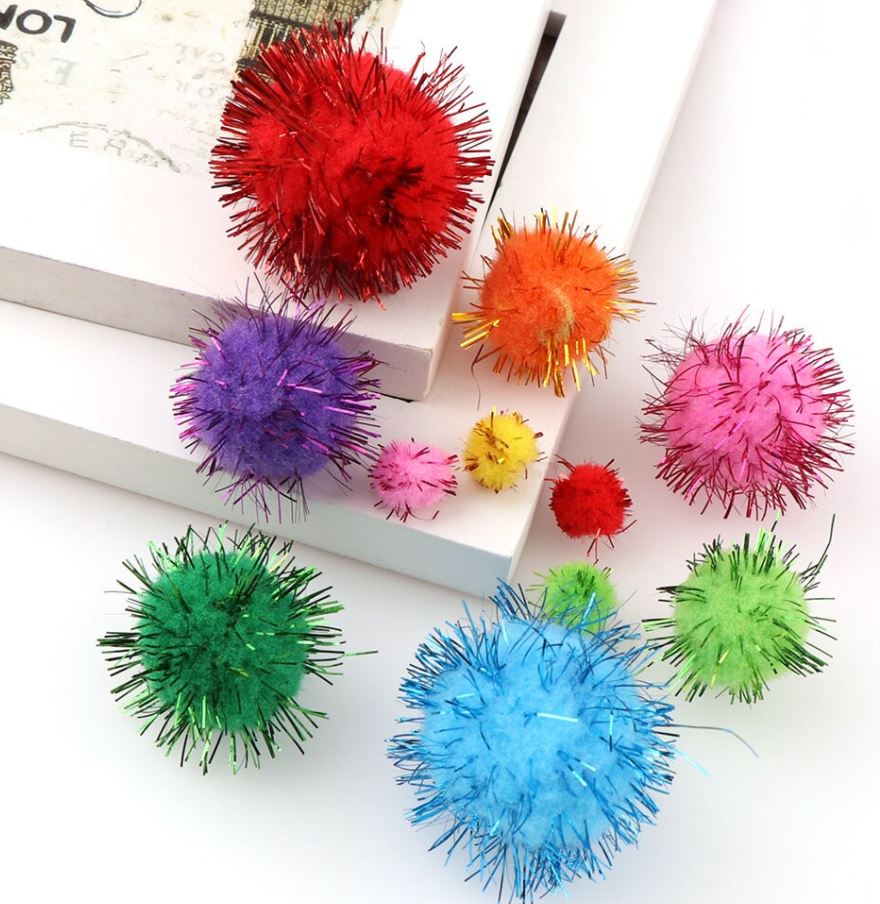 12pcs 30mm Sparkly Pom Poms