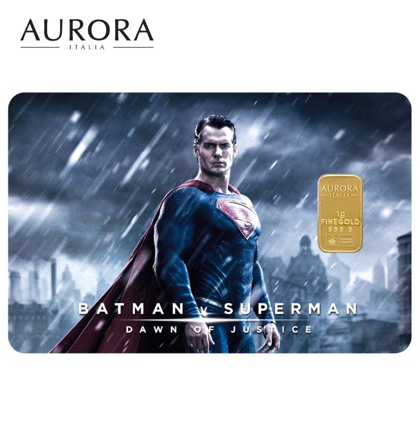 Buy AURORA ITALIA (1g)  Batman vs Superman : Superman Gold Gram Bar |  eRomman