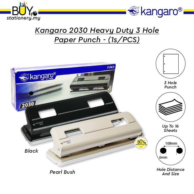 KANGARO Heavy Duty Paper Puncher 3 Hole Punch 2030