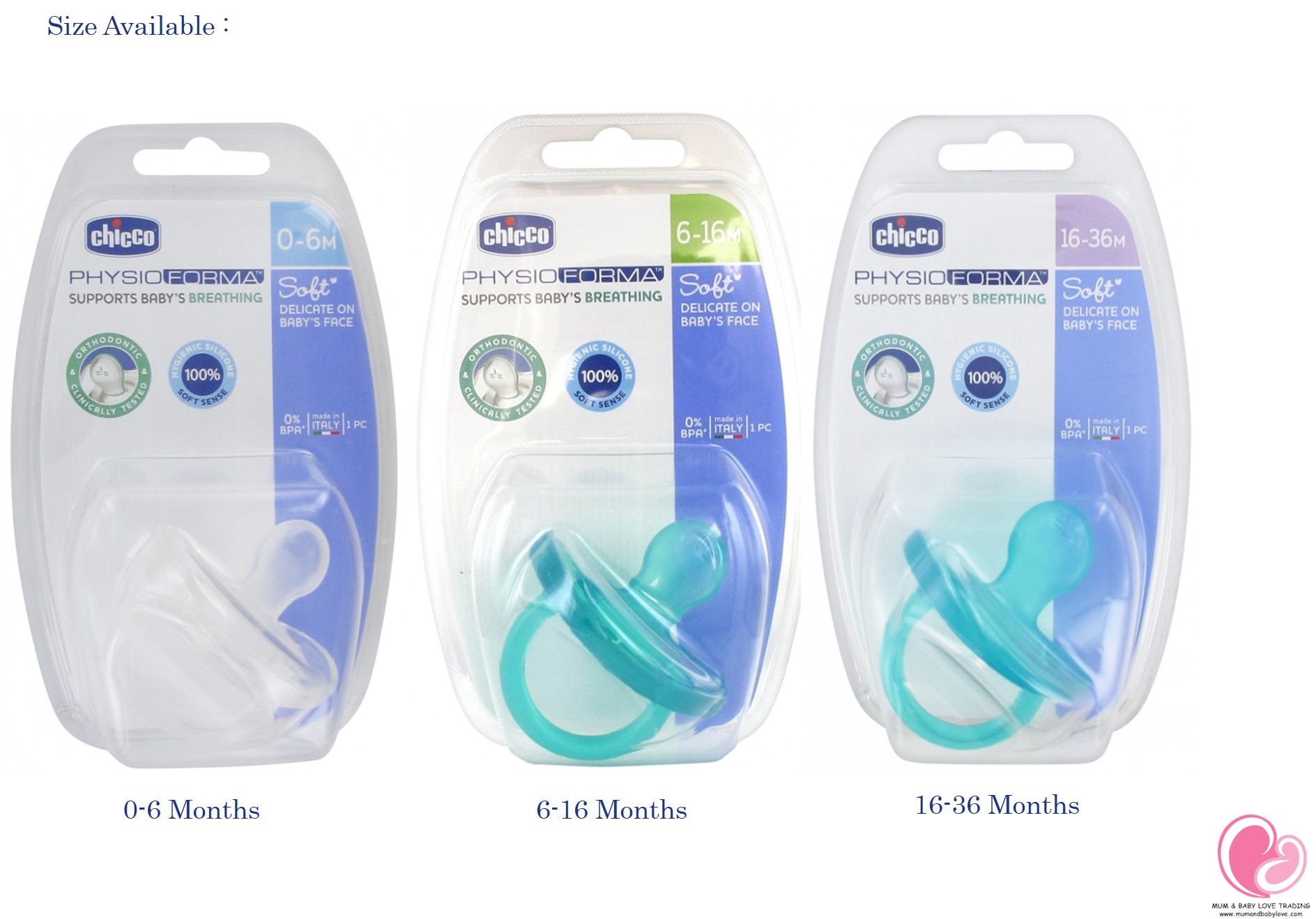 Chicco PhysioForma Soft Silicone Pacifier - Teal 0-6m 2pc