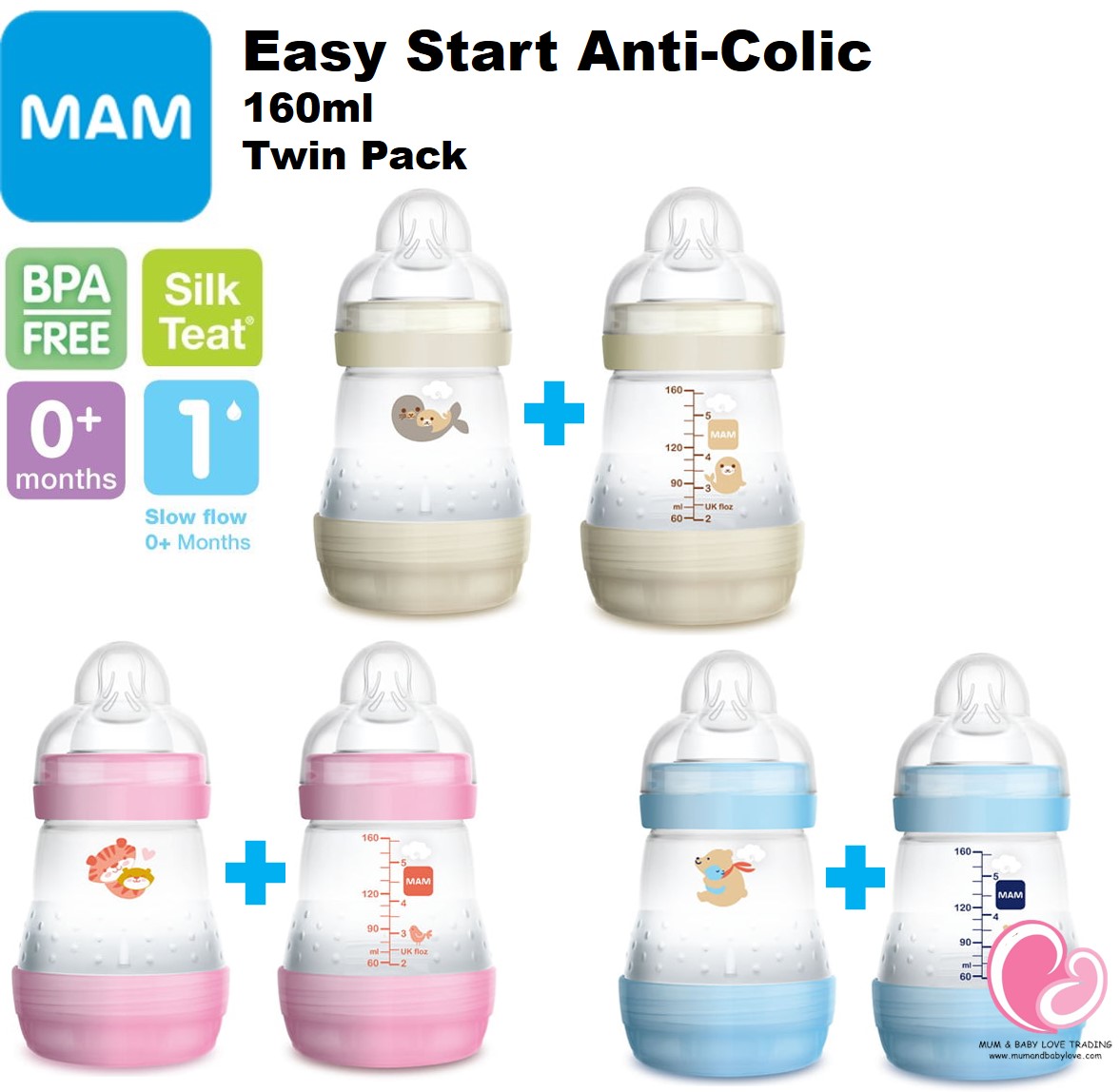 MAM Easy Start Anti Colic 0+ Months Twin Pack