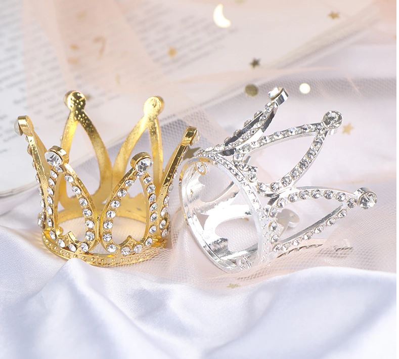 1pc Gold Crown Tiara Cake Topper for Baby Shower Birthday Princess Party  Wedding Cake Decorations Rhinestone Crystal Tiara for Children Hair  Ornaments