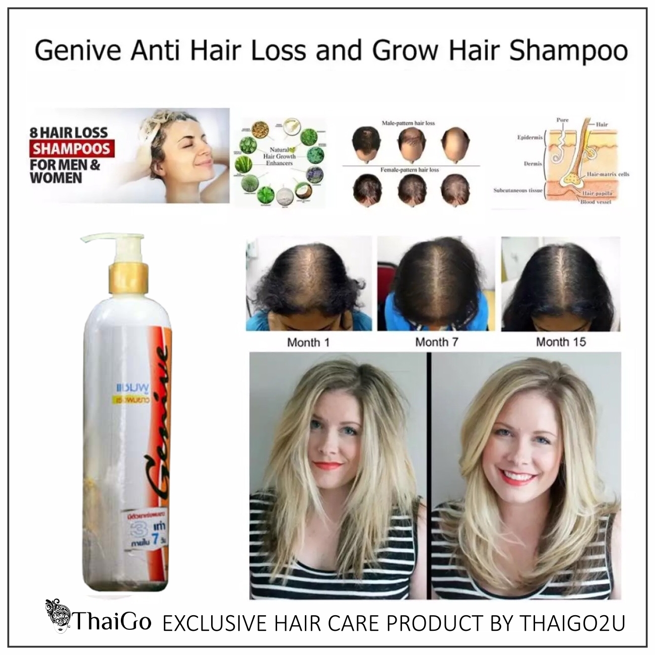 Buy Thaigo2u Genive Shampoo 7 Days Hair Growth Long Faster 265ml online ...