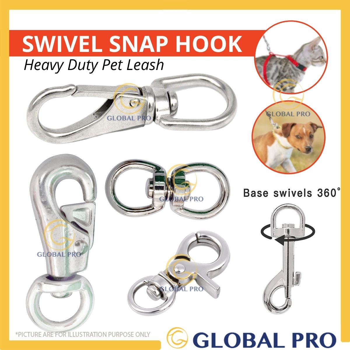 Buy Swivel Metal Snap Hooks Fit for Connecting to Dog Leash