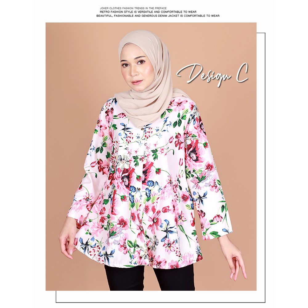 MC Vogue Polyester Floral Printed Women Muslimah Blouse, Women's Fashion,  Muslimah Fashion, Tops on Carousell