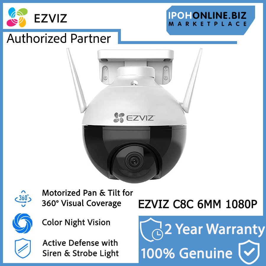 Buy Ipohonline EZVIZ C8C 2MP 6mm 1080P Outdoor WiFi Pan/Tilt Color ...