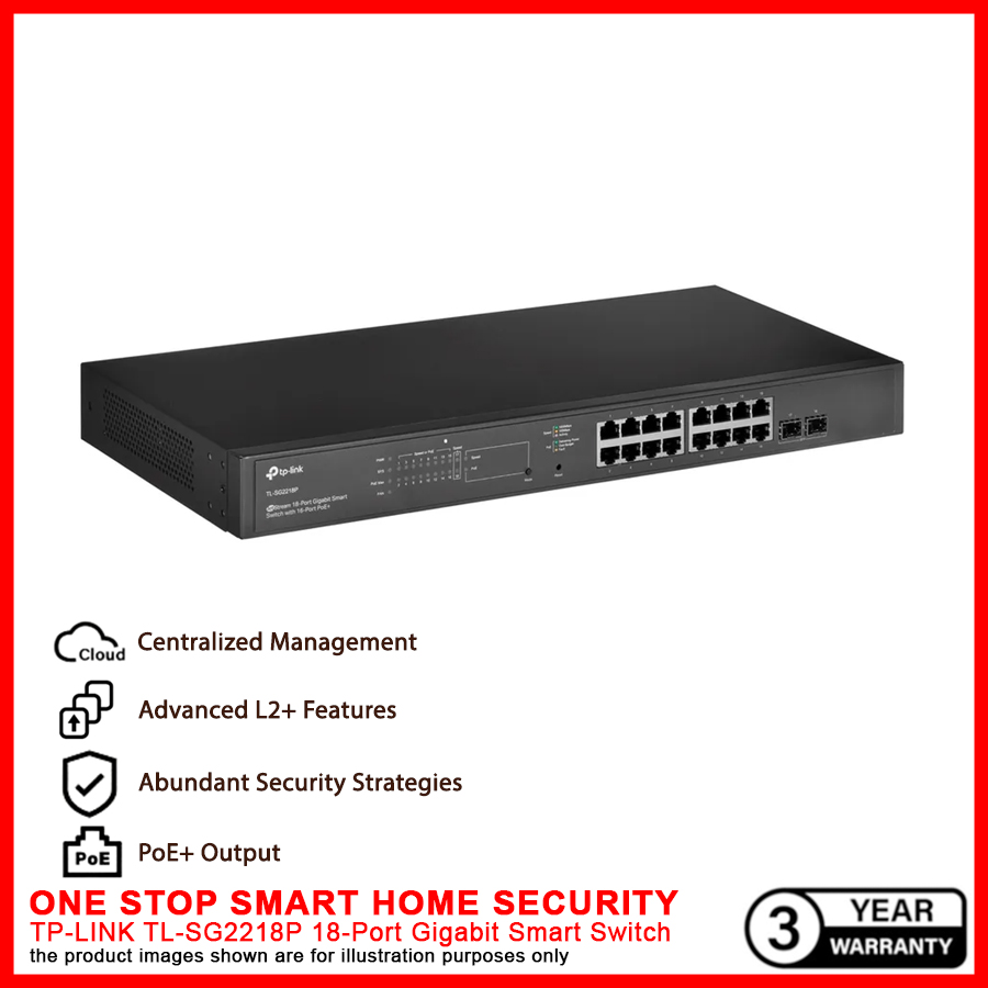 TL-SG2218P, JetStream 18-Port Gigabit Smart Switch with 16-Port PoE+