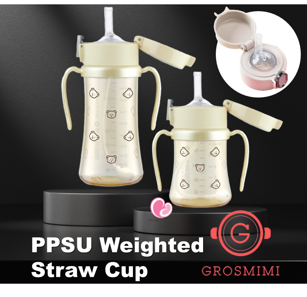 Grosmimi PPSU Weighted Straw Cup with Handle (200ml / 300ml