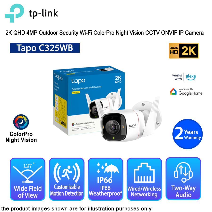 Tapo C325WB Outdoor Security Camera 2K QHD, ColorPro Night Vision