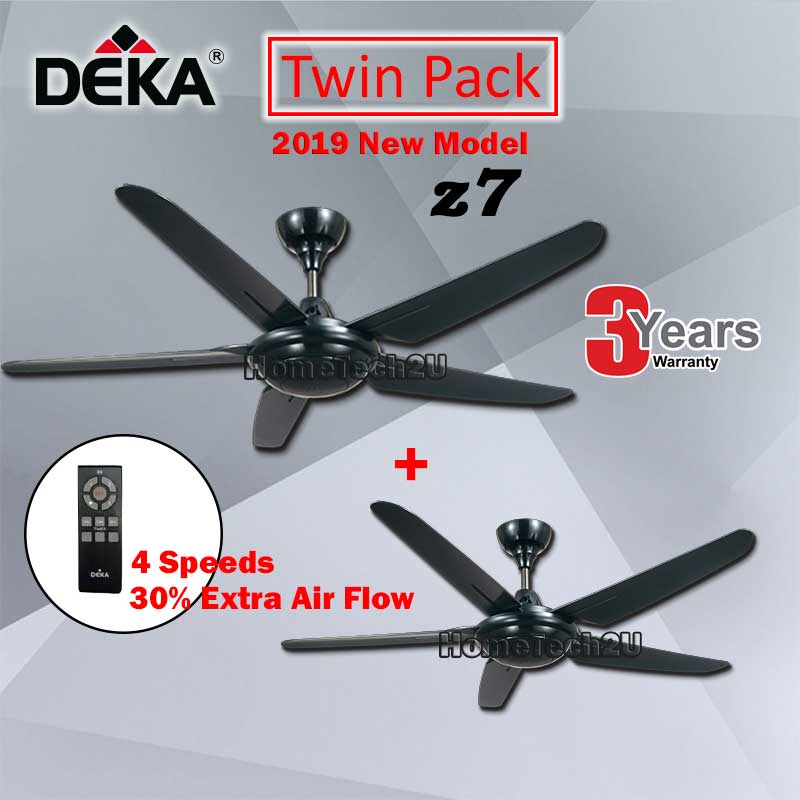 Deka Z7 Super Strong Air With 4 Speed Ceiling Fan Twin Pack Silver