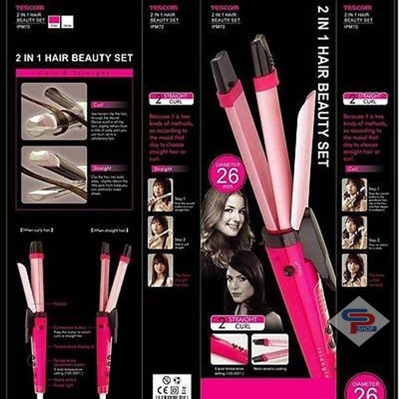 nova 2 in 1 professional hair straightener and curler pink black