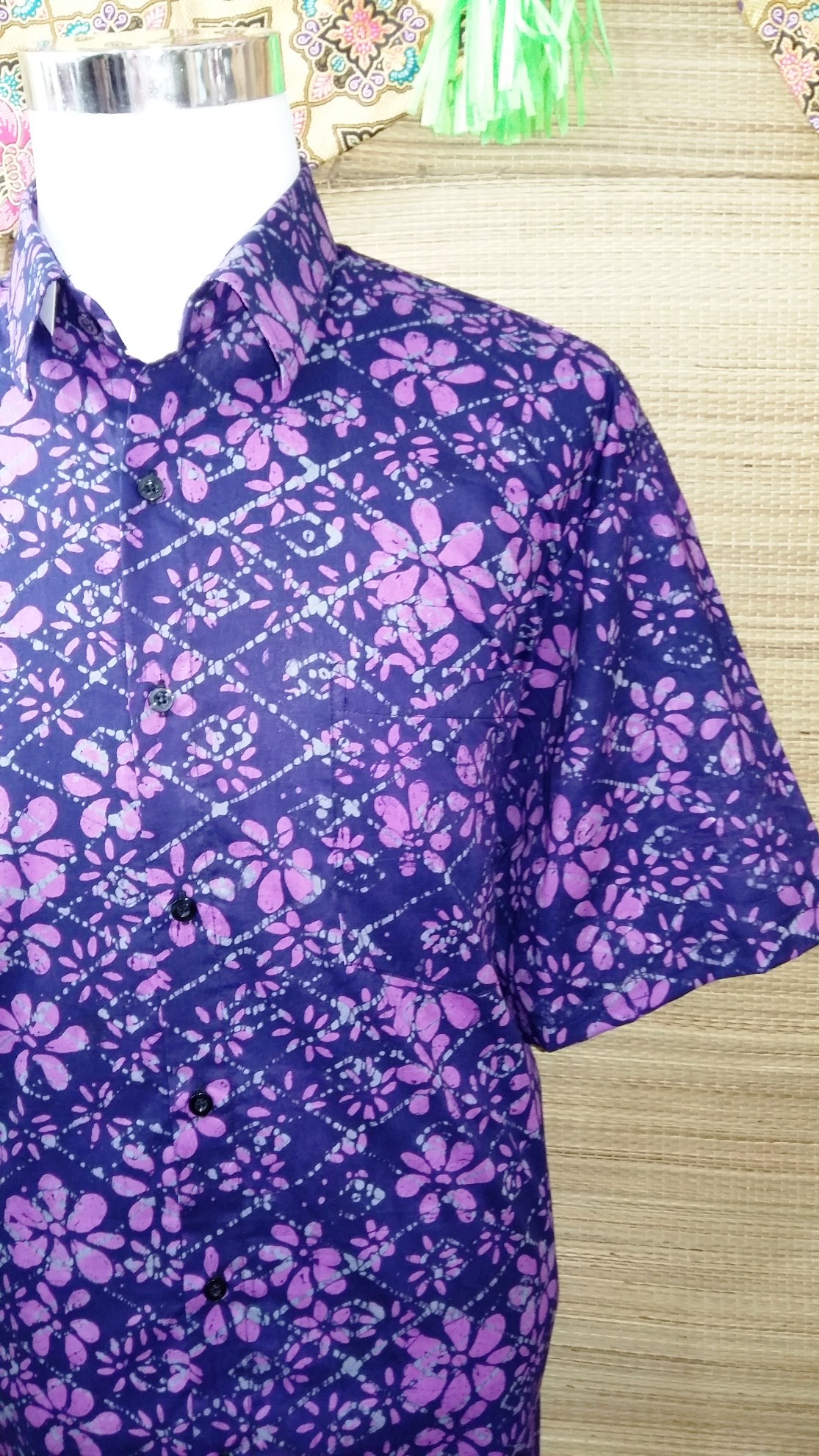 Buy Short Sleeve Batik Men Shirt - Block Printed - 100% Cotton 