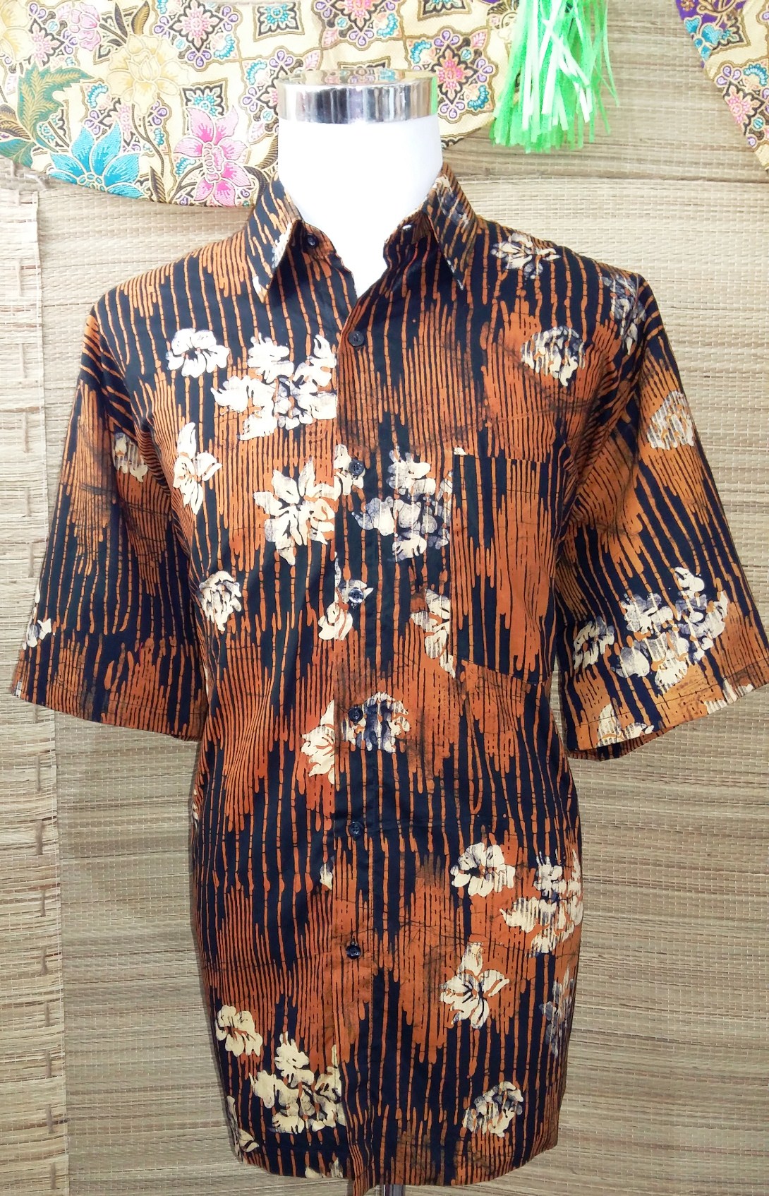 Buy Short Sleeve Batik Men Shirt - Block Printed - 100% Cotton-SIZE XXL ...