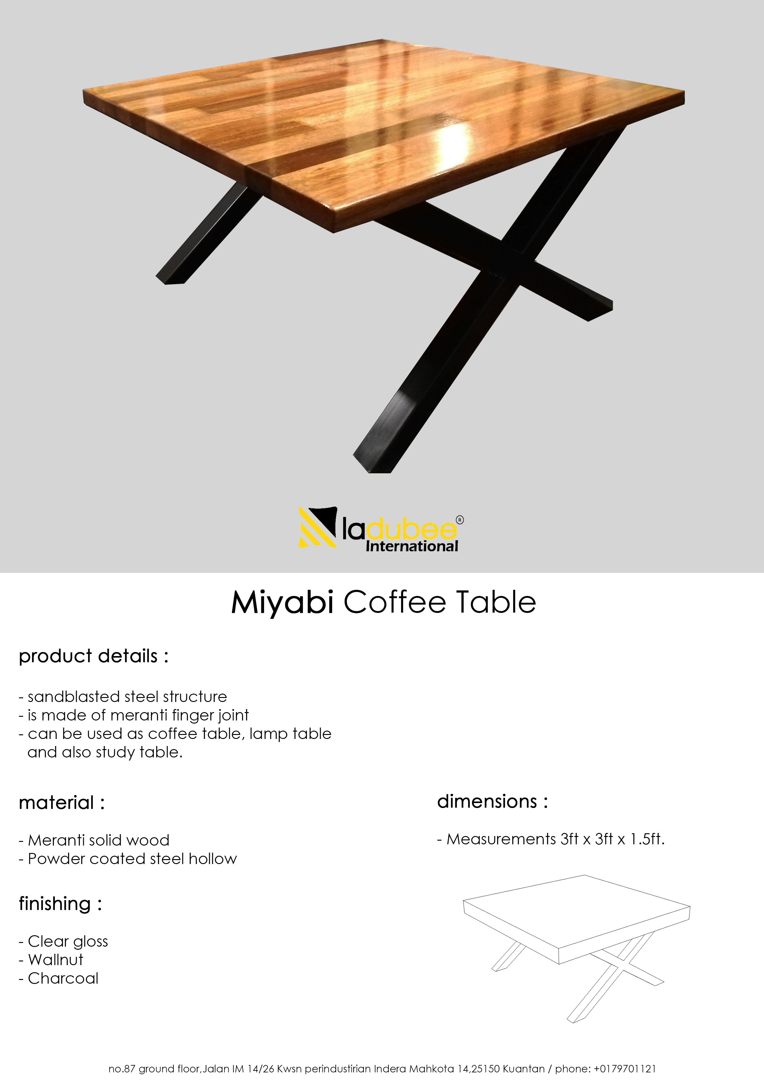 Buy Ladubee® Miyabi FingerJoint Coffee Table (Meranti)  eRomman