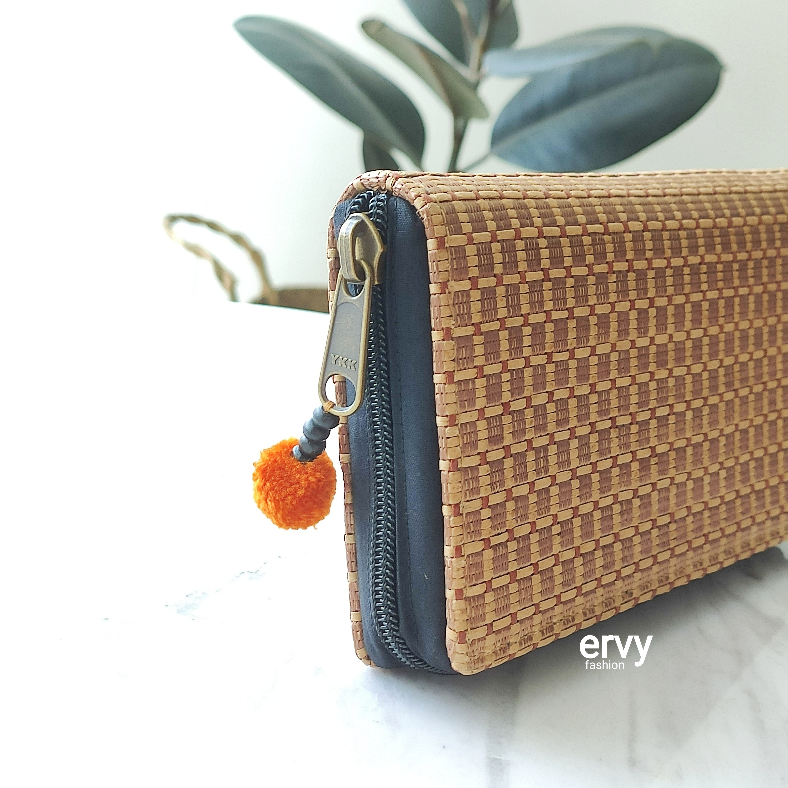 Buy Eco Rattan Handmade Mix Geometric Long Women Wallet Natural