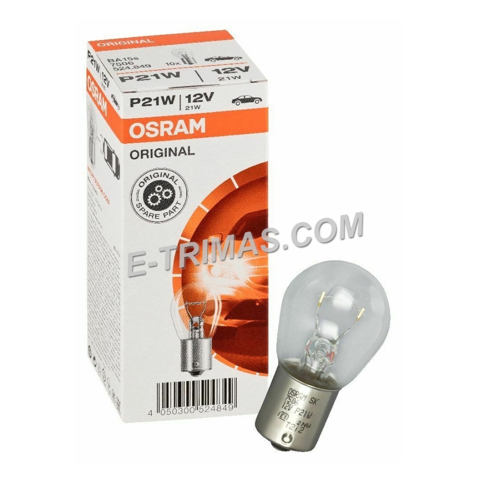 Osram - Incandescent Bulb Original P21W 12V 21W BA15s (7506BLI2) 460 Lm