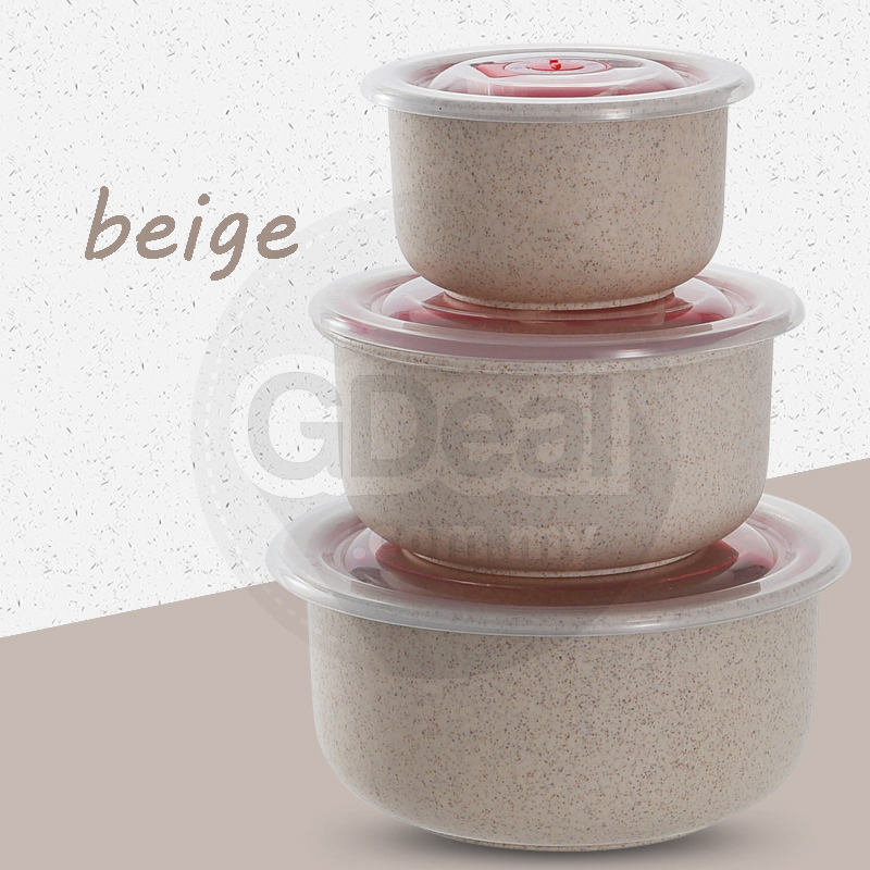 3pcs Kitchen Fresh Keeping Plastic Lunch Box (3 Colors)