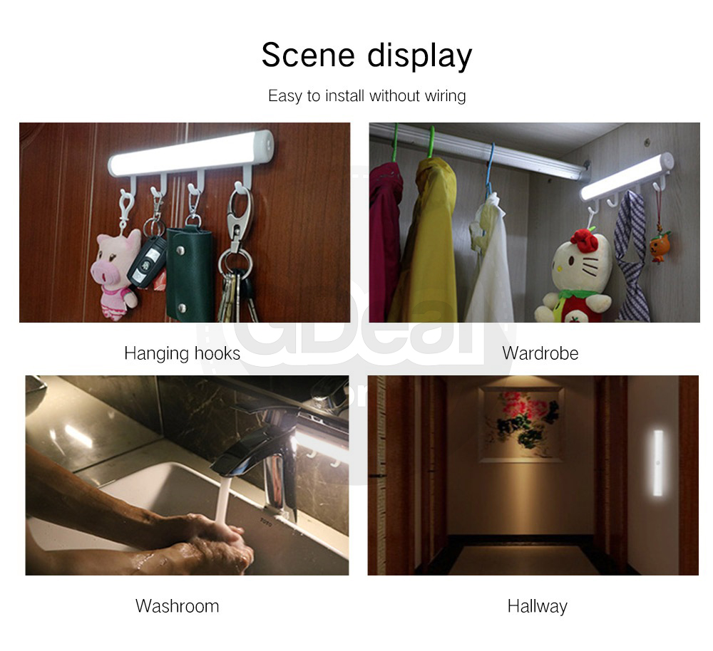 Night LED Bedroom Lamp Motion Sensor Light With Hooks (2 Colors)