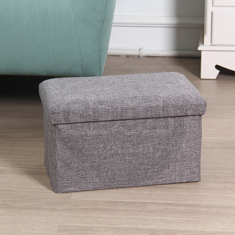 Clothes Toys Book Cotton Linen Collapsible Storage Stool (4 Colors)