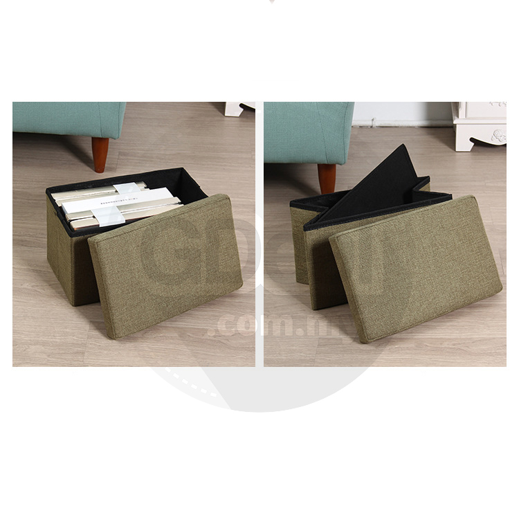 Clothes Toys Book Cotton Linen Collapsible Storage Stool (4 Colors)