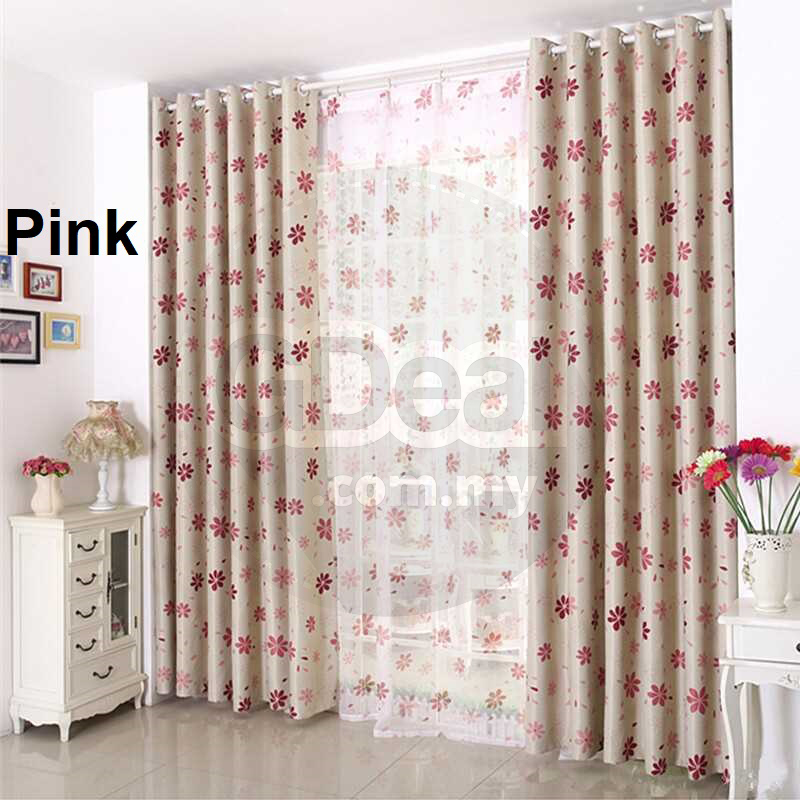 Window Curtain Drape Panel Sheer Flower Pattern - 100cm x 250cm