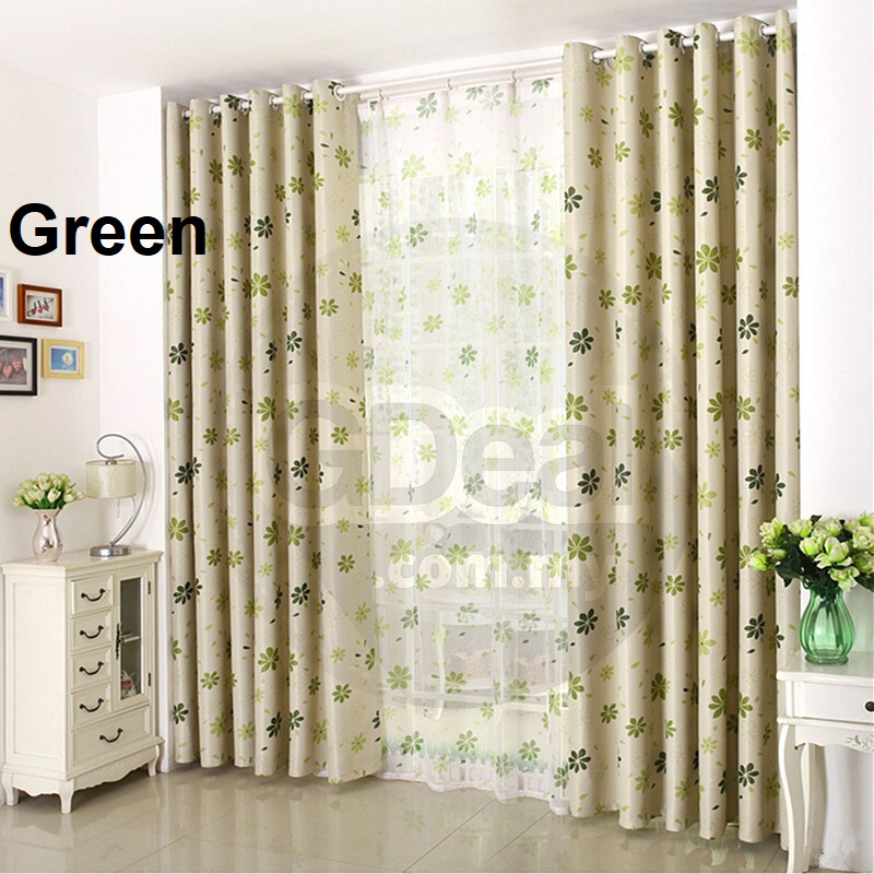 Window Curtain Drape Panel Sheer Flower Pattern - 100cm x 250cm