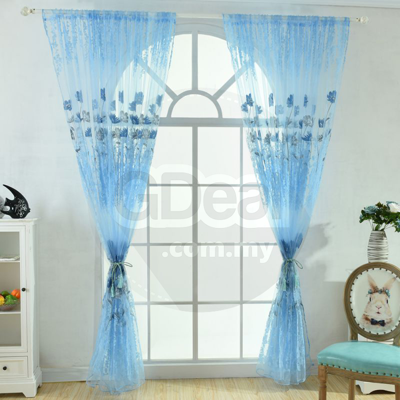 Beautiful Fresh Flower Printed Window Curtain - 100 x 200CM (3 Colors)
