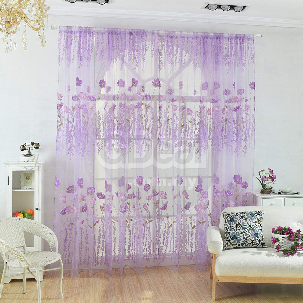 Beautiful Fresh Flower Printed Window Curtain - 100 x 200CM (3 Colors)