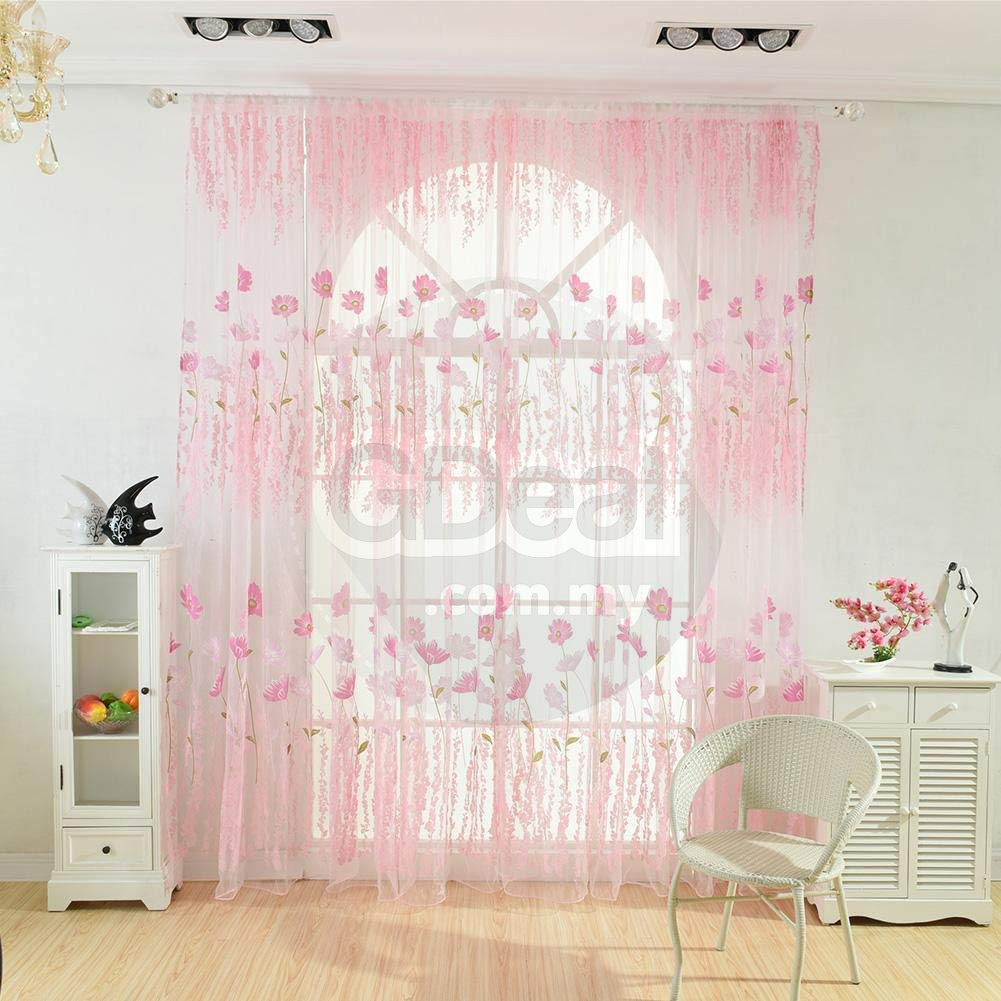 Beautiful Fresh Flower Printed Window Curtain - 100 x 200CM (3 Colors)