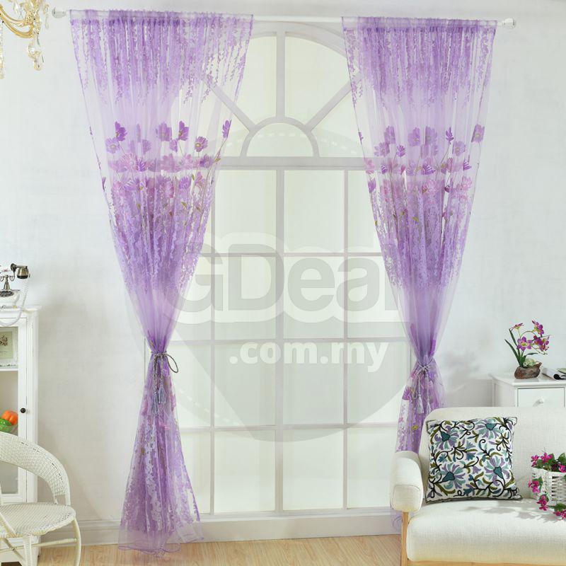 Beautiful Fresh Flower Printed Window Curtain - 100 x 200CM (3 Colors)