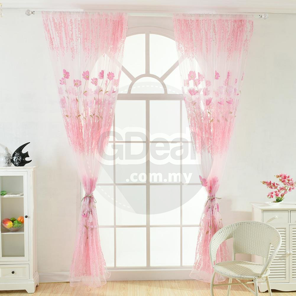 Beautiful Fresh Flower Printed Window Curtain - 100 x 200CM (3 Colors)