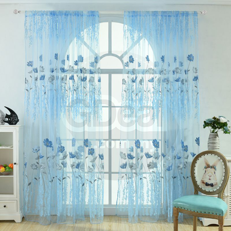 Beautiful Fresh Flower Printed Window Curtain - 100 x 200CM (3 Colors)